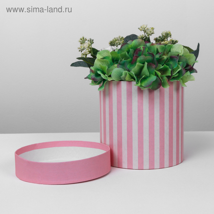 Подарочная коробка круглая «Розовые полосы», 15 х 15 см