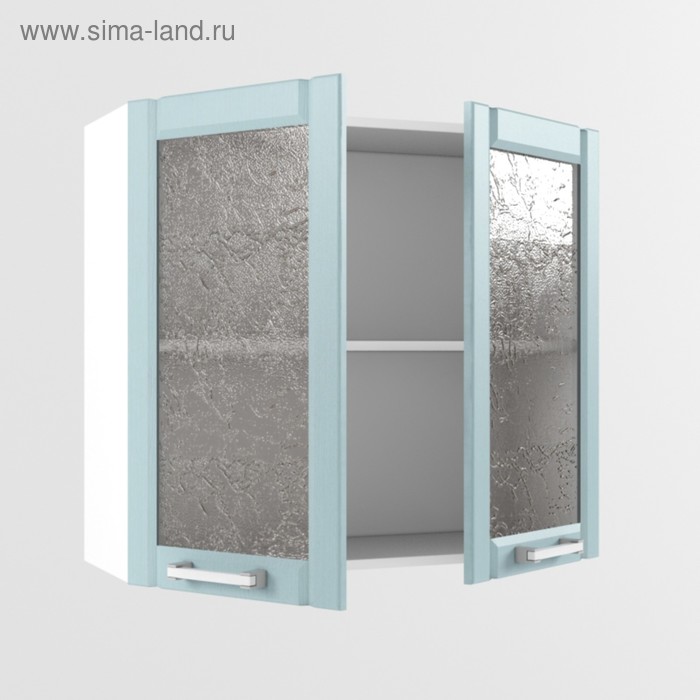 Шкаф навесной со стеклом РоялВуд, 300х800х720, Белый/Голубой прованс шкаф навесной со стеклом 500 прованс голубой белый мдф стекло лд