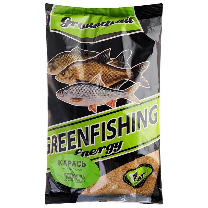 greenfishing прикормка greenfishing energy фидер карась 1 кг Прикормка Greenfishing Energy, карась, 1 кг