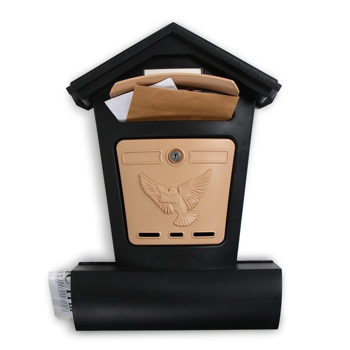 Ящик почтовый, пластиковый, «Элит», с замком, чёрный ящик почтовый пластиковый элит с замком бежевый 1 шт