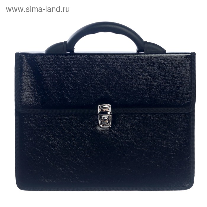 Портфель деловой кожзам 350 х 260 х 100 мм Колпино лак чёрный 1249₽