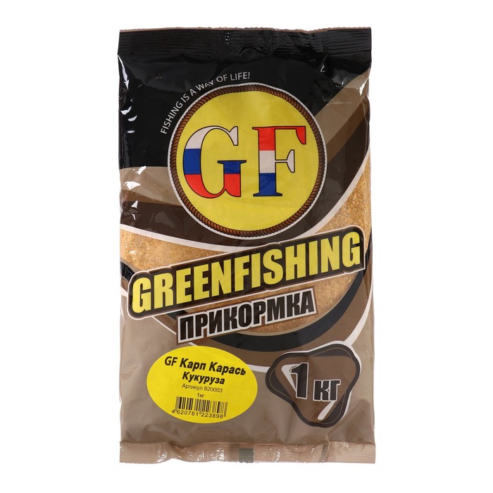 Прикормка Greenfishing GF, карп-карась, кукуруза, 1 кг прикормка greenfishing gf карась 1 кг greenfishing 4319113