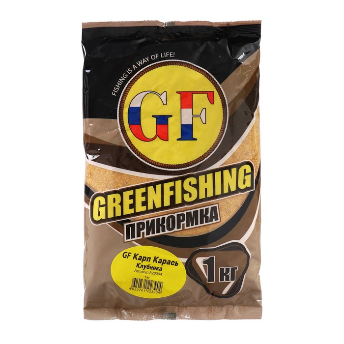 прикормка greenfishing gf карась 1 кг Прикормка Greenfishing GF, карп-карась, клубника, 1 кг