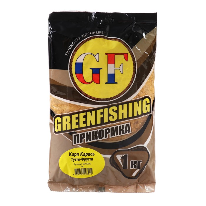 Прикормка Greenfishing GF, карп-карась, тутти-фрутти, 1 кг прикормка greenfishing gf карп карась ваниль 1 кг