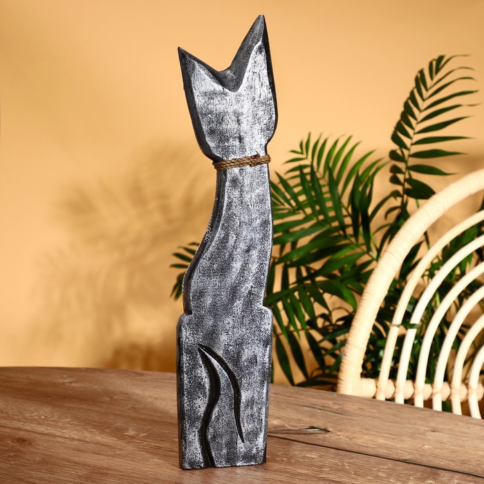 

Сувенир дерево "Кошка металлик с цветком" 5,5х12х50 см