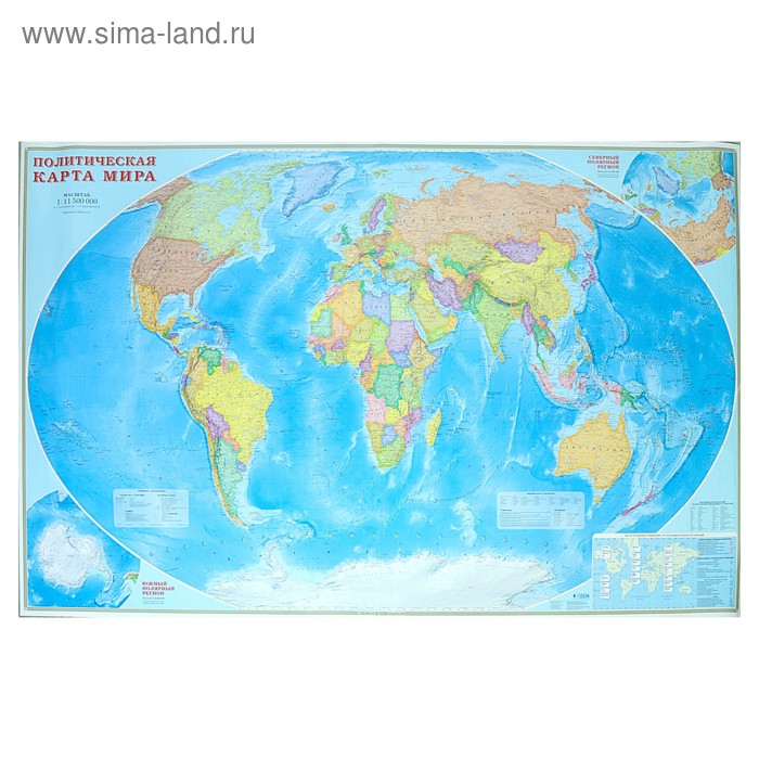 Карта мира политическая, 230 х 150 см, 1:11.5М