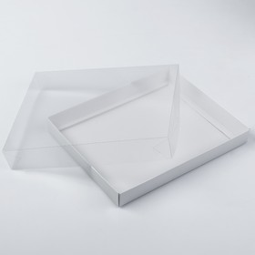 Коробка с прозрачной крышкой, 26 х 21х 4 см, белая