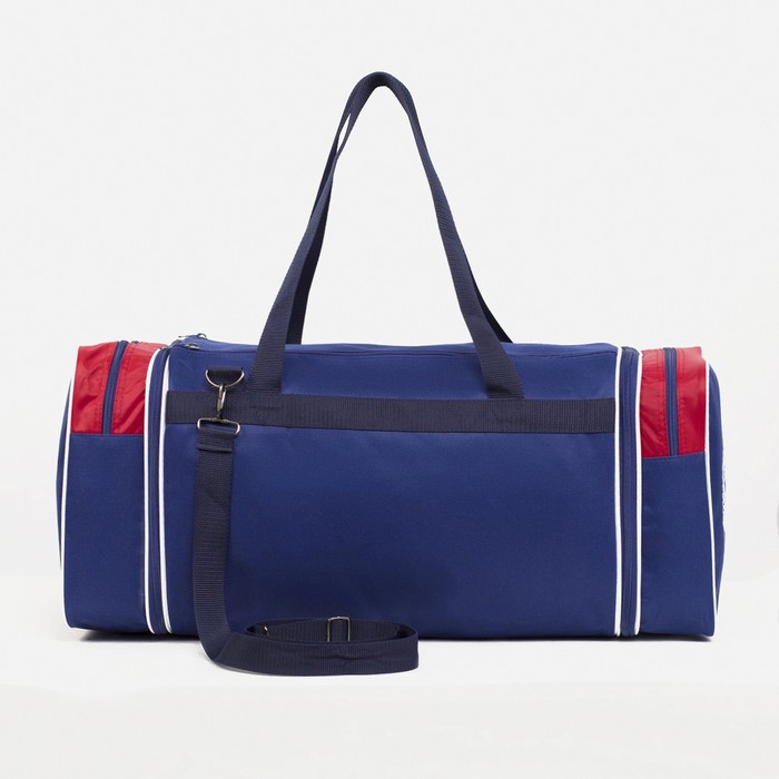 фото Сумка спортивная на молнии, с увеличением, 3 наружных кармана, длинный ремень, цвет синий/красный luris
