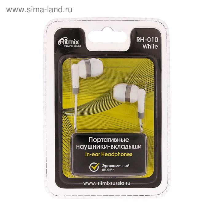 

Наушники Ritmix RH-010, вакуумные, 80 дБ, 32 Ом, 3.5 мм, 1.2 м, белые