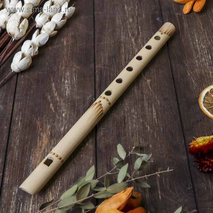 Музыкальный инструмент бамбук Флейта светлая 30x1,8x1,8 см