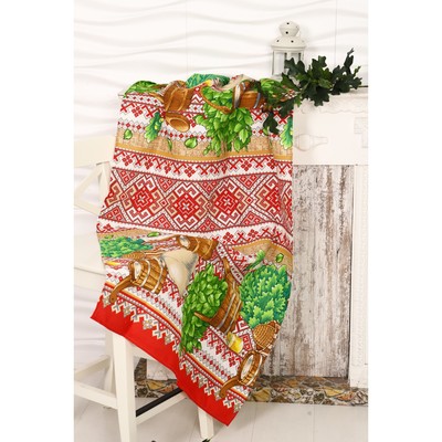 Вафельное полотенце Русска баня 80х150 см, разноцветный, хлопок 100%, 160г/м2