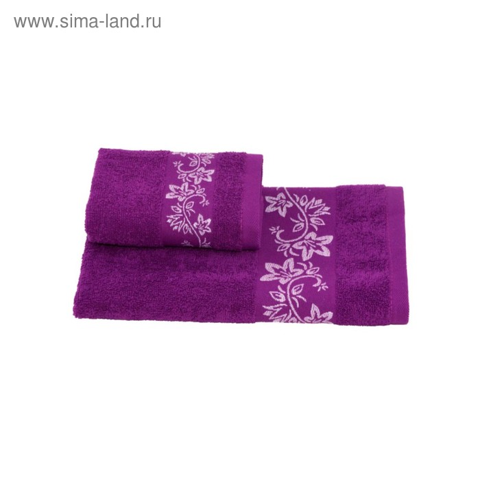 фото Полотенце махровое цветок 30х60 +/- 2 см, фиолетовый, хлопок 100%, 360г/м2 текстиль центр