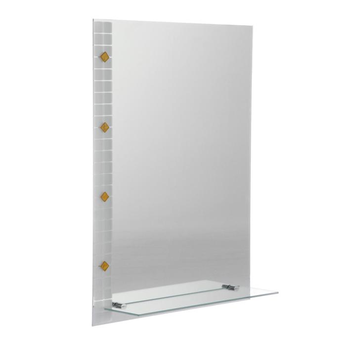 Зеркало «Ромб», с пескоструйной графикой, настенное, с полочкой, 45×60 см