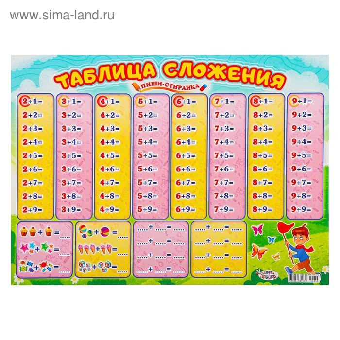 

Плакат пиши-стирай "Таблица сложения" А2