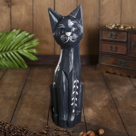 Сувенир дерево 'Кошка черная с веточкой' 4,5х9х30 см Ош