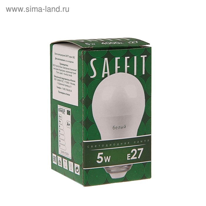 фото Лампа светодиодная saffit sbg4509, g45, e27, 9 вт, 230 в, 2700 к, 810 лм, 220°, 81 х 45 мм