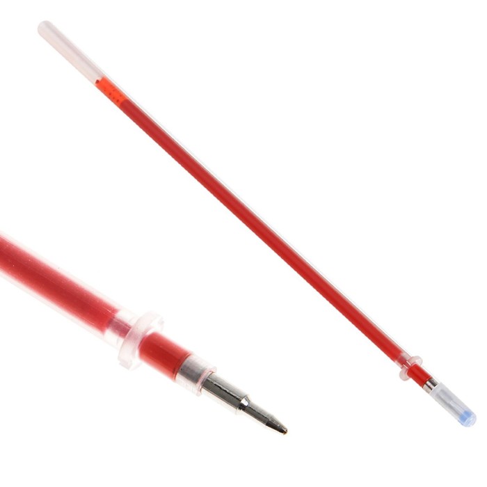 Стержень гелевый, красный, линия 0.5 мм, d-3 мм, L-128 мм, (игольчатый пишущий узел)