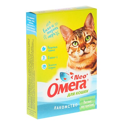 Лакомство Омега Nео+ "Мятное настроение" для кошек, с кошачьей мятой, 90 табл - Фото 1