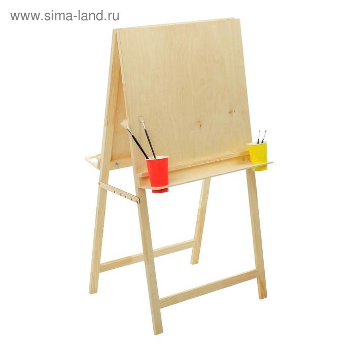 фото Мольберт тип "хлопушка", двусторонний, 1200 х 600 х 650 мм, планшет 600 х 600 мм, полка с двумя подстаканниками calligrata