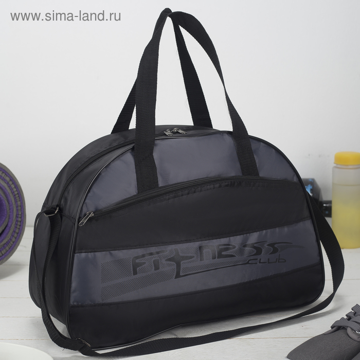 фото Сумка спортивная, отдел на молнии, наружный карман, длинный ремень, цвет чёрный/серый