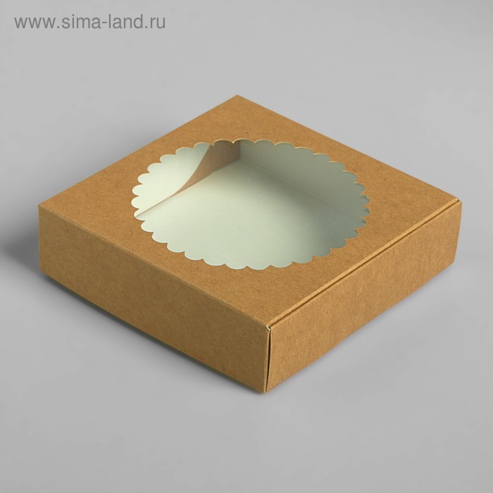

Подарочная коробка сборная с окном, 11,5 х 11,5 х 3 см, крафт