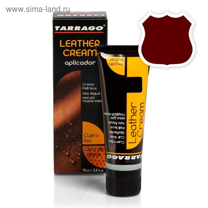 Крем для обуви Tarrago Leather Cream 011, цвет бордо, 75 мл крем для обуви tarrago leather cream 001 цвет белый туба с губкой 75 мл