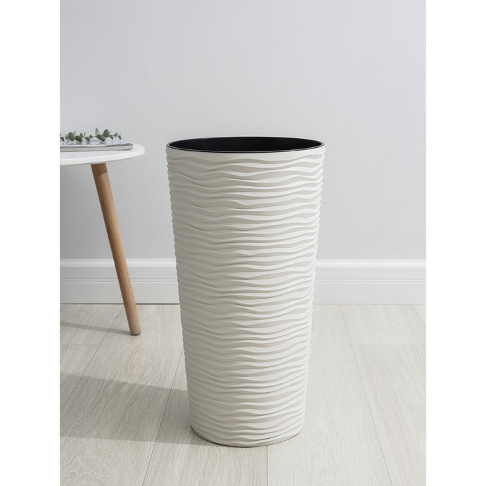 Кашпо со вставкой «Фьюжн», 21 л (10 л), цвет белая роза