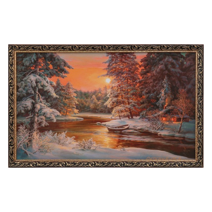 Картина "Домик зимой" 68х108 см