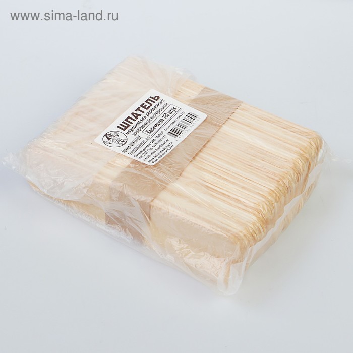 фото Шпатель медицинский, деревянный, шлифованный, 150х18х1.8, 100 штук в упаковке