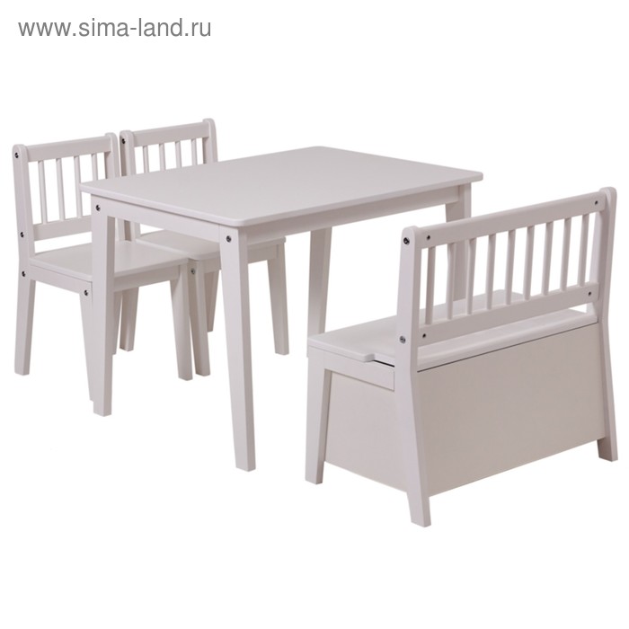 фото Набор детской мебели polini kids dream со скамьёй и стульями, цвет белый