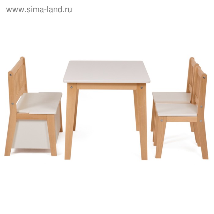 фото Набор детской мебели polini kids dream со скамьёй и стульями, цвет белый натуральный
