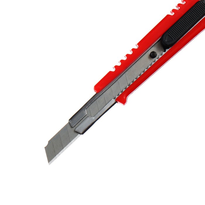 Нож канцелярский с лезвием 9 мм, с металлическими направляющими, с фиксатором, микс, на блистере