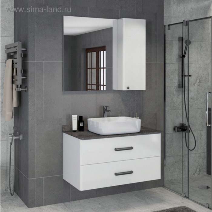 Зеркало шкаф Comforty Амстердам 95 для ванной комнаты, цвет белый цена и фото