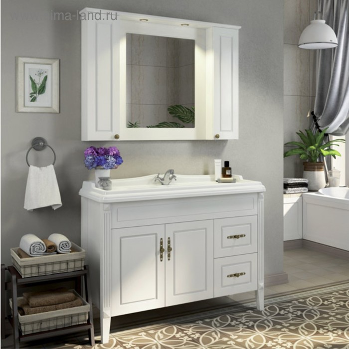 Зеркало шкаф Comforty Палермо 120 для ванной комнаты, цвет белый