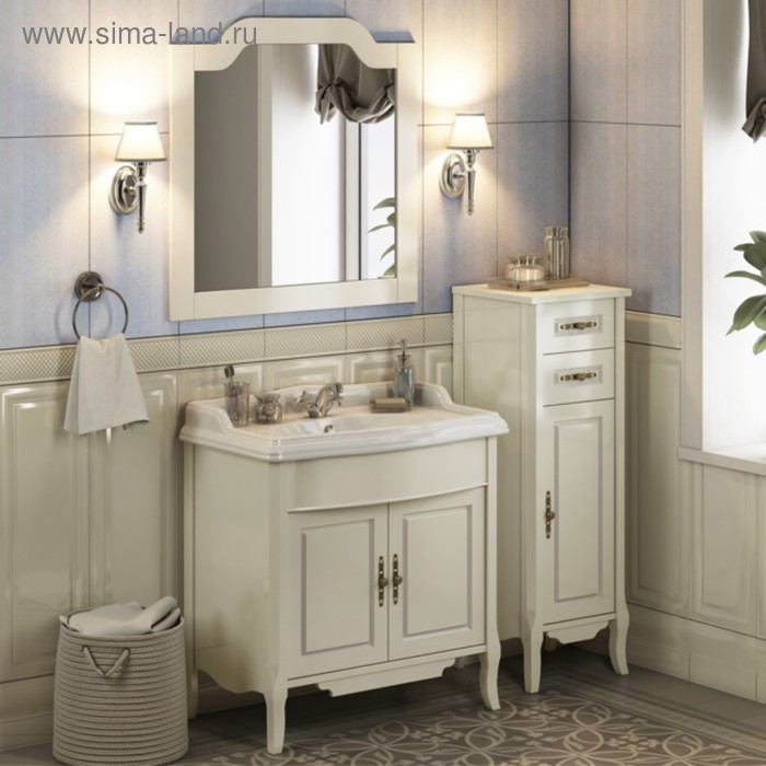 Пенал Comforty Версаль 40 для ванной комнаты, цвет слоновая кость зеркало шкаф comforty севилья 85 для ванной комнаты цвет слоновая кость