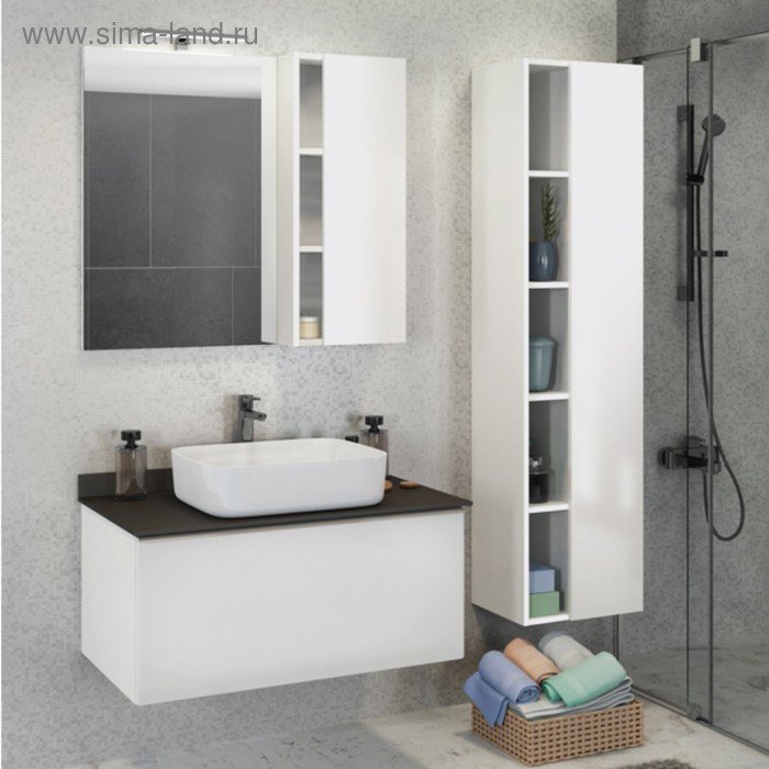 Зеркало шкаф Comforty Милан 90 для ванной комнаты, цвет белый