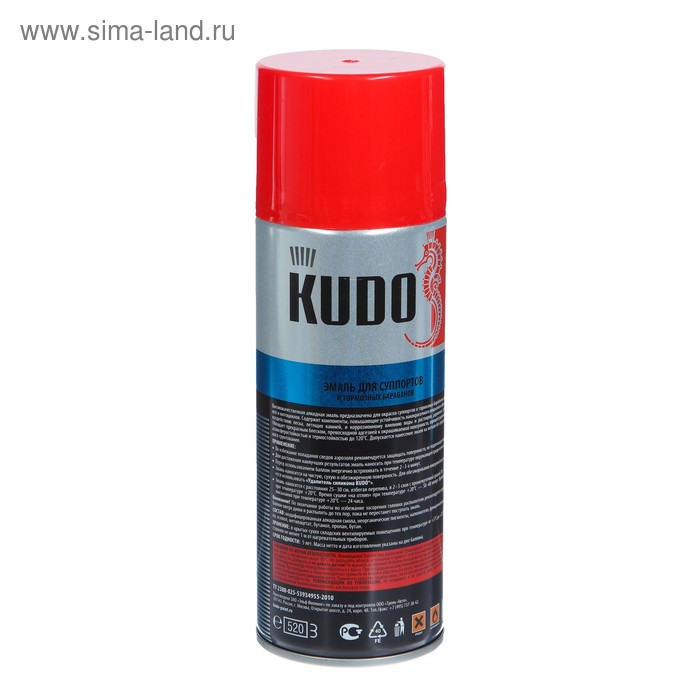 фото Эмаль для суппортов kudo красная, аэрозоль, 520 мл ku-5211