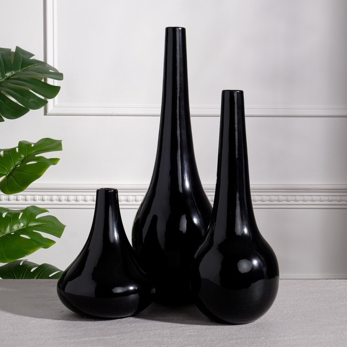 фото Набор ваз "мирта", цвет черный, 48.5/38.5/ 21.5 см , керамика керамика ручной работы