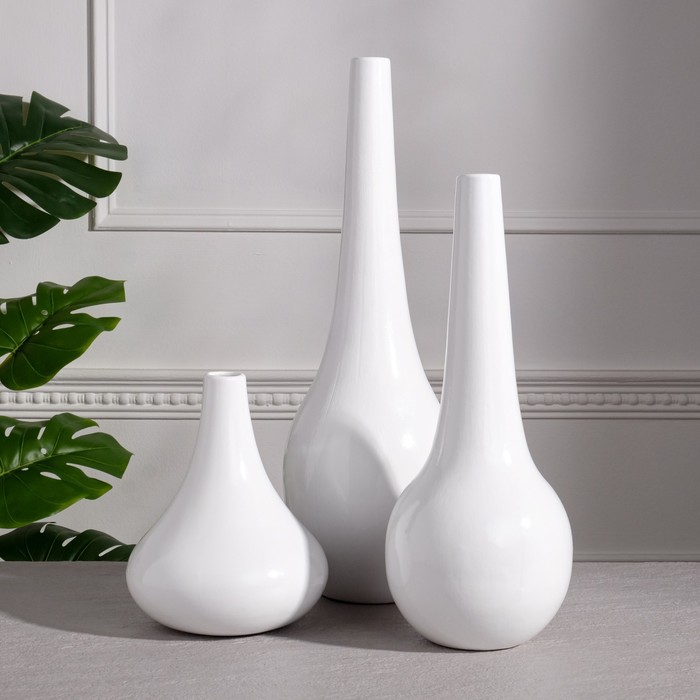 фото Набор ваз керамических "мирта", цвет белый, 48.5/38.5/ 21.5 см керамика ручной работы