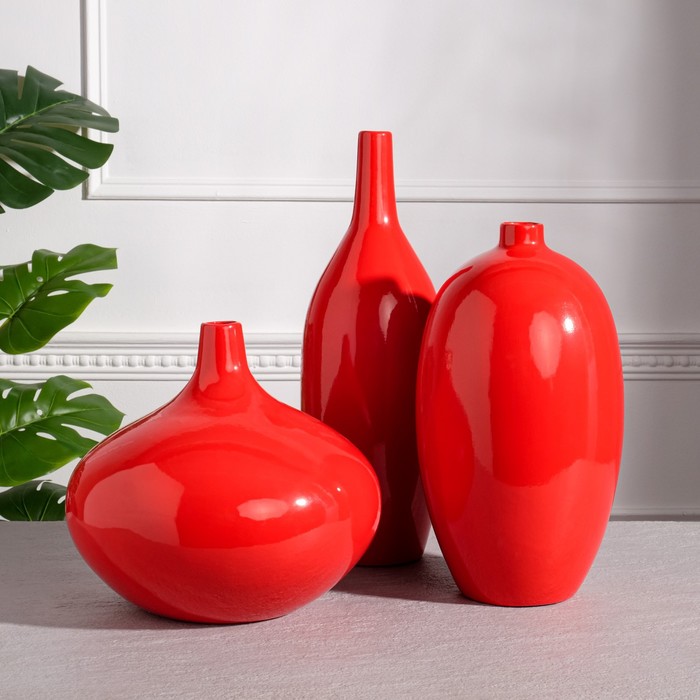 фото Набор ваз "агия", цвет красный, 24/33/41 см, керамика керамика ручной работы