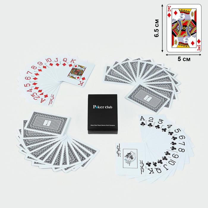 Игральные карты "Poker club", пластиковые, синяя рубашка