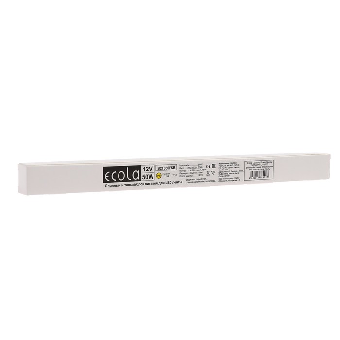 Блок питания д/светодиодной ленты Ecola LED strip Power Supply, 50Вт, 12В, длинный, тонкий