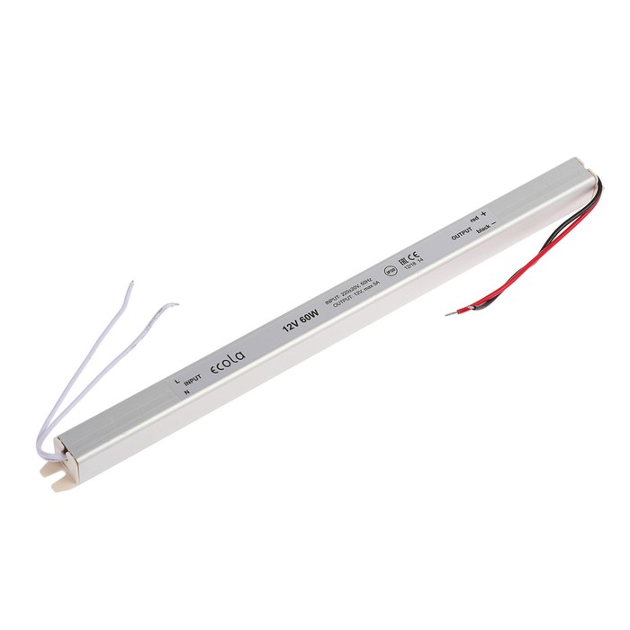 Блок питания для светодиодной ленты Ecola LED strip Power Supply, 60Вт, 12В, длинный, тонкий