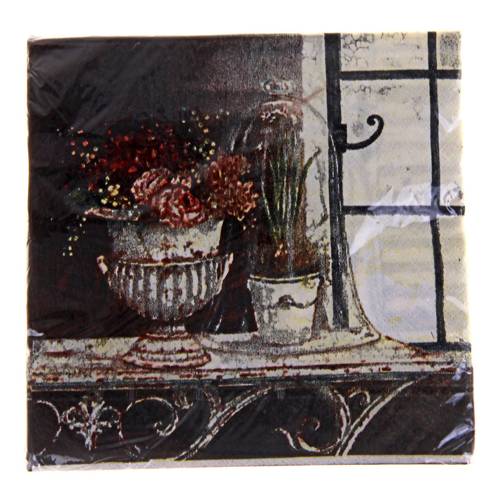 салфетки бумажные (набор 20 шт) 33*33 см Цветы на подоконнике