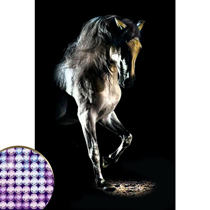 Алмазная вышивка с частичным заполнением «Грациозная лошадь» 20х30 см на холсте