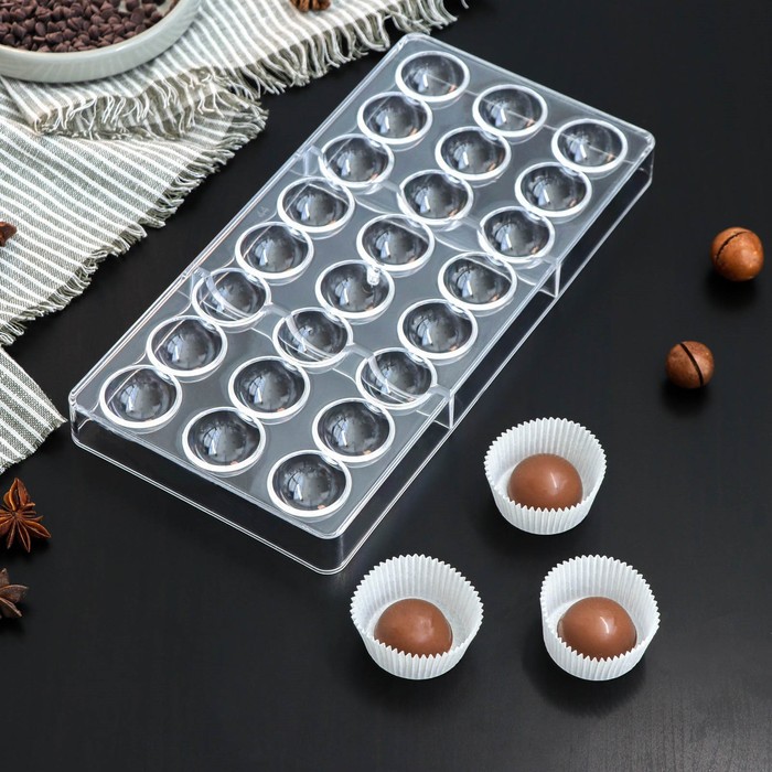 Форма для шоколада KONFINETTA «Полусфера», 27,5×13,5 см, 24 ячейки (3×3 см) форма для шоколада ракушки 3