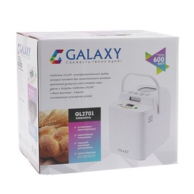 Хлебопечь Galaxy GL 2701, 600 Вт, 19 программ, до 0.75 кг, выбор цвета корочки, белая от Сима-ленд