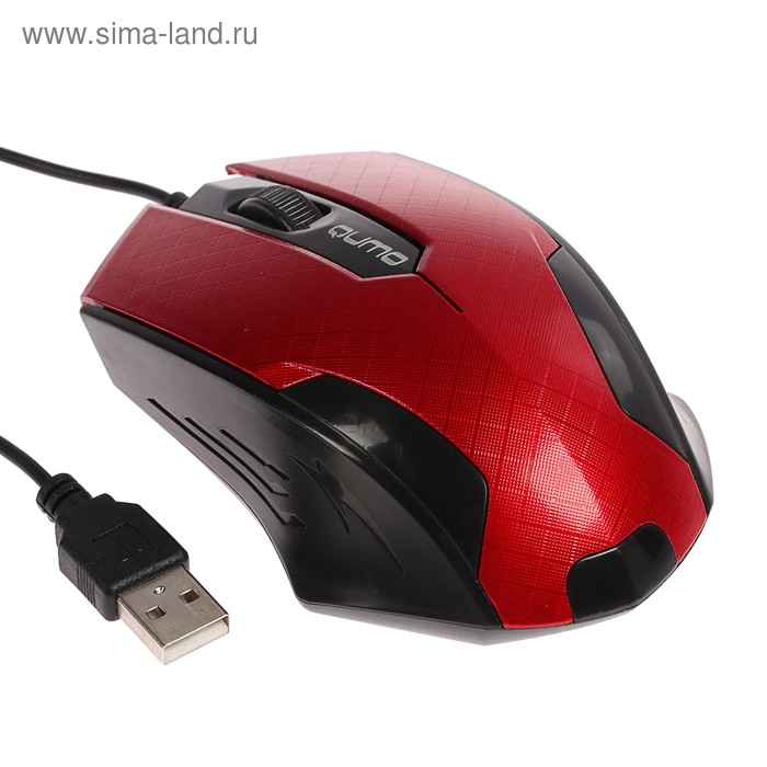 Мышь Qumo M14 Office, проводная, оптическая, 3 кнопки, 1000 dpi, USB, красная компьютерная мышь qumo office m14 grey