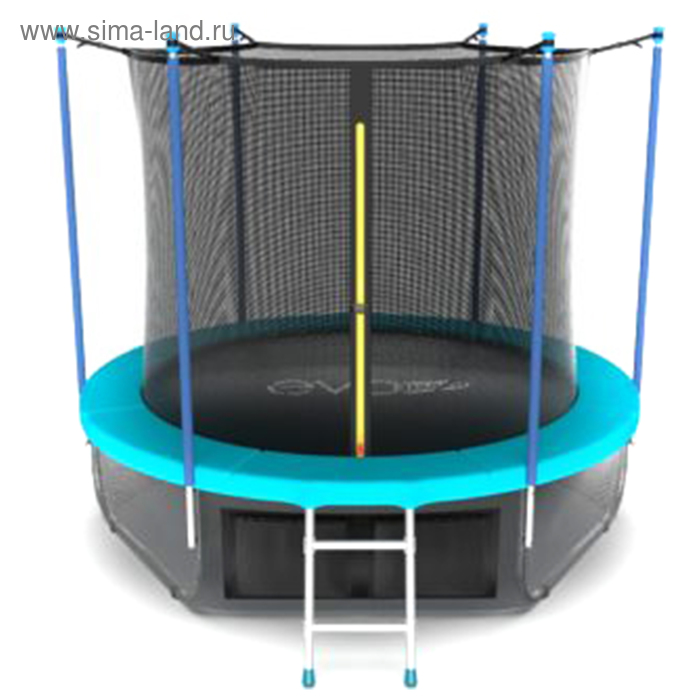 фото Батут evo jump internal 8 ft, d=244 см, с внутренней сеткой, нижней сеткой и лестницей, морская волна