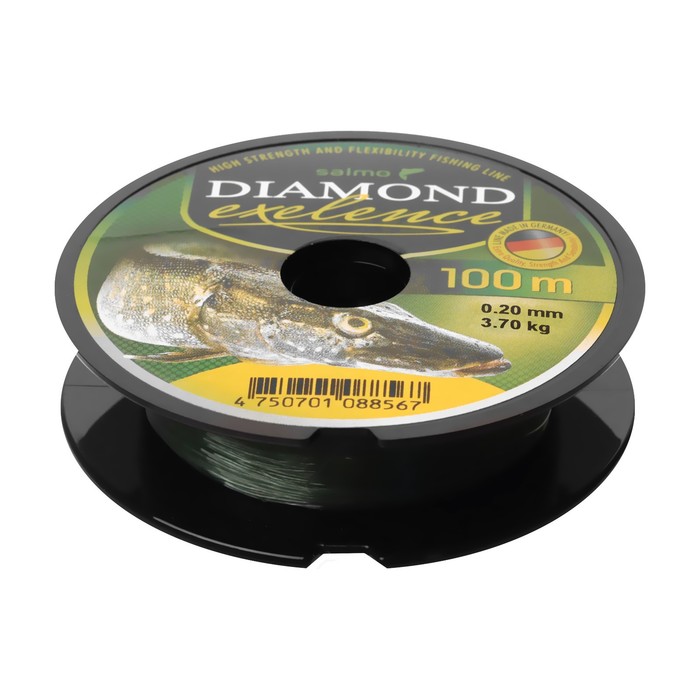 Леска монофильная Salмo Diaмond EXELENCE, диаметр 0.2 мм, тест 3.7 кг, 100 м, зелёная